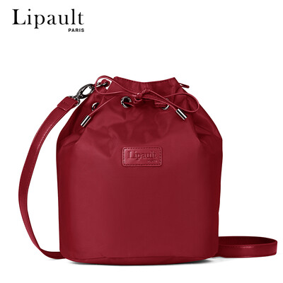 

Lipault fashion simple bucket bag fashion ladies Messenger bag solid color casual shoulder bag small bag with bag P5105026 ruby red