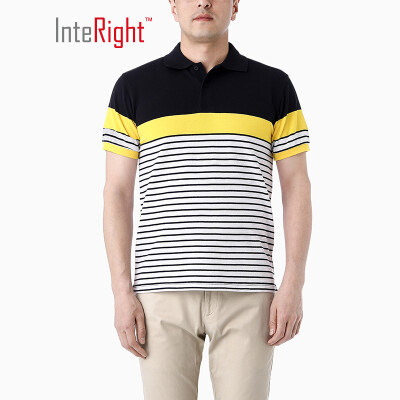 

INTERIGHT Men&39s POLO Shirt Loop Positioning Stripe Short Sleeve Blue Orange Bar
