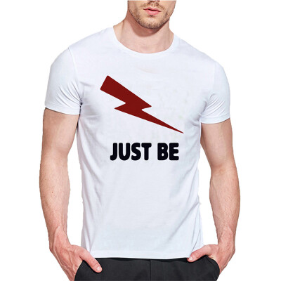 

Mens O Round Neck Casual Short Sleeves Fashion Cotton T-Shirts Lighting Picture & Letter Digital Print