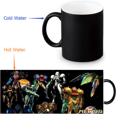 

Metroid 350ml / 12oz Heat Reveal Mug Color Change Чашка кофе Чувствительные морфинг-кружки Волшебная чашка для чайных чашек