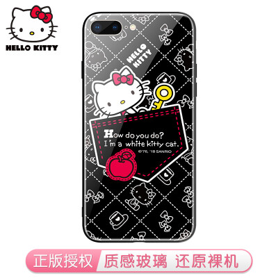 

Hello Kitty Apple 8 / 7Plus Mobile Shell iPhone8 / 7Plus Стеклянный корпус Задняя крышка Устойчивый к царапинам царапины Всеобъемлющий чехол для крышки с мягким краем Katie