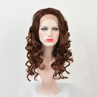 

QianBaiHui Short Body Wave Wigs for African American Women Medium Lenght Dark Brown Synthetic Hair Wigs Full Wigs Wig Cap