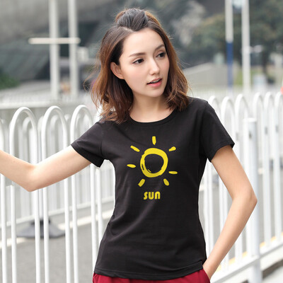 

Antarctic Nanjiren T-shirt female 2018 summer casual wild short-sleeved t-shirt Slim thin shirt female sun print black