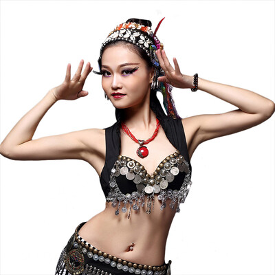 

Новые 2018 ATS Belly Dance Clothes Tops Металлические шпильки Push Up Beads Цыганский бюстгальтер B / C CUP Старинные монеты Лучши