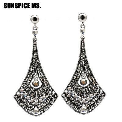 

Trendy Egyptian Women Long Big Leaf Earrings Antique Gold Color Rhinestone Ethnic Drop Jewelry Indian Bohemia Royal Party Bijoux