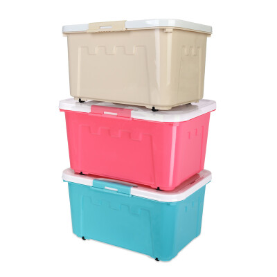 

Ailaiya clamshell pulley type storage box thickened reinforced plastic storage box 50L pink blue coffee color mixed color 3 Pack Z1358