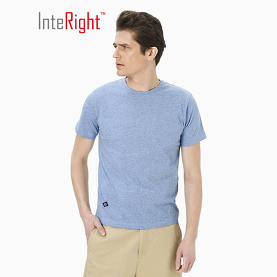 

INTERIGHT Mens T-Shirt Round Neck Cotton Casual Short Sleeve Lake Blue XL