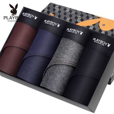 

Playboy mens underwear briefs 95 cotton underwear men loose breathable u convex waist elastic mens pants 4 strips 5857B multicolor XL