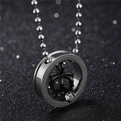 

316l Stainless Steel Crown Necklace Pendant For Men Women Cubic Zirconia Couple Jewelry Friendship Gift OGX603