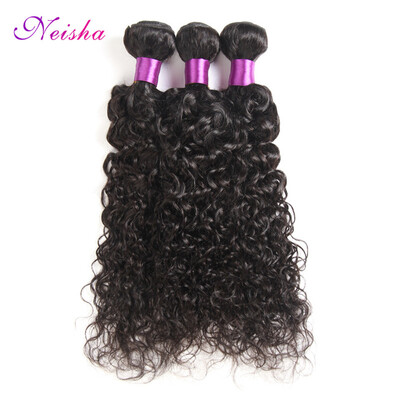 

Peruvian Virgin Hair Water Wave Human Hair Weave Bundles 3pcslot Water Wave Hair Bundles Natural Black 1B Color Free Shipping
