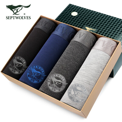 

Seven wolves mens underwear panties mens boxers mid-waist blue fine viscose ice silk breathable boxer shorts four-corners head 4 loaded classic