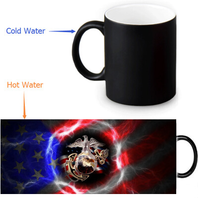 

USMC 350ml/12oz Heat Reveal Mug Color Change Coffee Cup Sensitive Morphing Mugs Magic Mug Milk Tea Cups