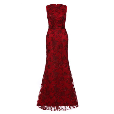 

CAZDZY Scoop Neck Appliques Lace Mermaid Evening Dress