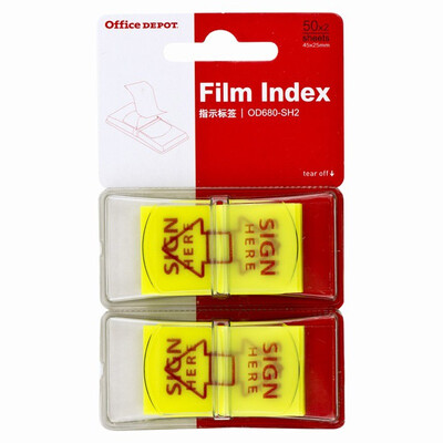 

Office Depot OD680-SH2 Indicator Label N times Post Sticker Convenience Category Paste Index SIGN HERE Logo Yellow