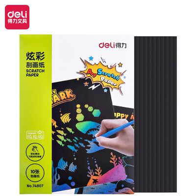 

Deli deli 10 18 26cm colorful students scratch paper handmade painting creative DIY toy 74807