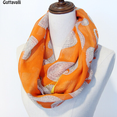 

Guttavalli Women Cashew Stripes Print Ring Shawl Vintage Flowers Viscose Soft Loop Scarf Winter Floral Warm Infinity Scarves