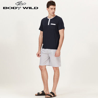 

BODY WILD Baodi Weide 1 set Shumo round neck pullover short-sleeved home service suit ZBN43IM1 Tibetan blue 175