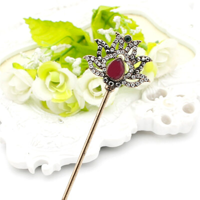 

New Vintage Lotus Hair Sticks Hairpins Women Hair Jewelry Antique Gold Color Turkish Resin Bridal Cleopatra Hairpin Jewelry