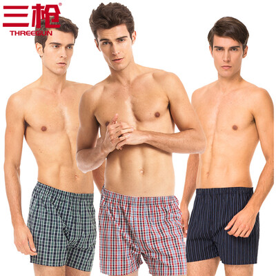 

Three guns mens cotton trousers cotton-dyed loose large size mens trousers shorts pants 3 pieces blue green grid blue yellow grid red green grid