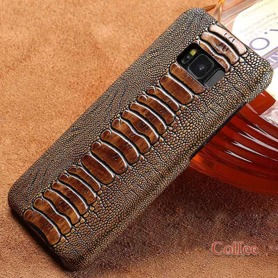 

Genuine Leather Phone Case For Samsung S8 Case Ostrich Foot Texture Back Cover For S7 Edge Note 8 Case