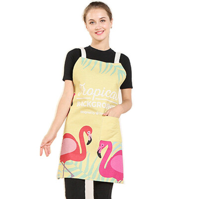

Flamingo Leaf Pattern Apron For Women Cooking Baking Adult Bibs Coffee Shop Cleaning Aprons Kitchen Accessories