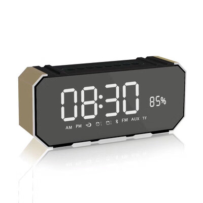 

Alarm Clock Speaker Fashion Portable Metal Handsfree Bluetooth Speaker Stereo 3D Surround Speaker Support FM Radio TF Card