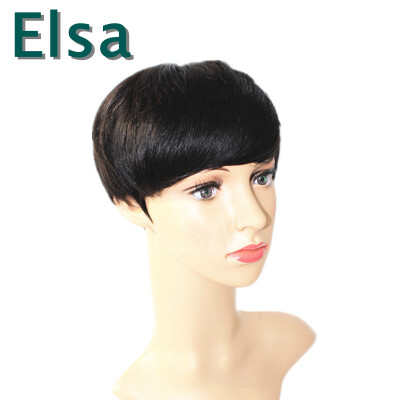 

Machine made wig Short Sexy Women Black Pixie Cut Wigs Human Black Hair Short Bob Full Lace Wig Lace Front Wig Short  Lace Wig