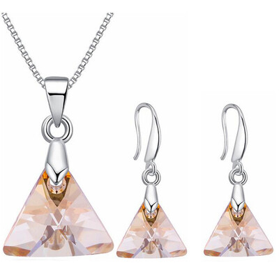 

Austrian Crystal Necklace Stud Earrings Set For Women Fashion Wedding Jewelry Sets Gift Accessories White Gold Plated 27396