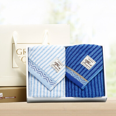 

Grace towel home textile cotton leader striped towel gift box two loaded hand bag 102g strip 7233cm