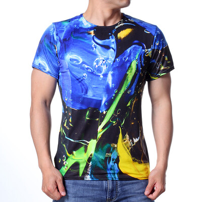 

Mens Summer Colorful Printed Loose Pullover Round Neck Short Sleeve T-shirts