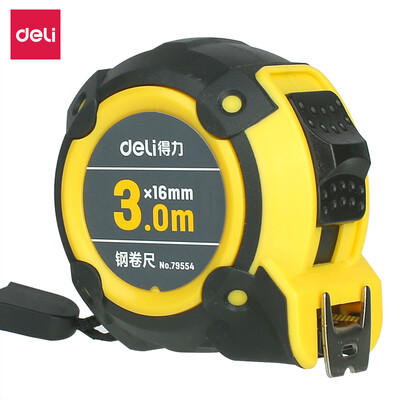 

Deli deli 3m × 16mm with plastic double-sided scale male&female double steel tape measure yellow 79954