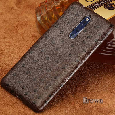 

Genuine Leather Phone Case For Nokia 6 8 Case Ostrich Texture Back Cover Plus Case
