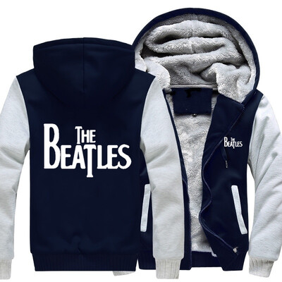 

2018 New USA SIZE Men Winter Autumn Hoodies The Beatles pattern Fleece Coat Baseball Uniform Sportswear Jacket wool