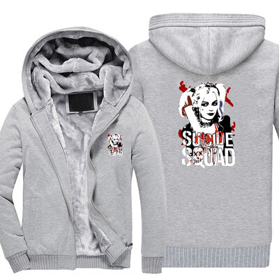 

2018 New USA SIZE Men Winter Autumn Hoodies SUICIDE SQUAD Lolita pattern Fleece Coat Baseball Uniform Sportswear Jacket wool