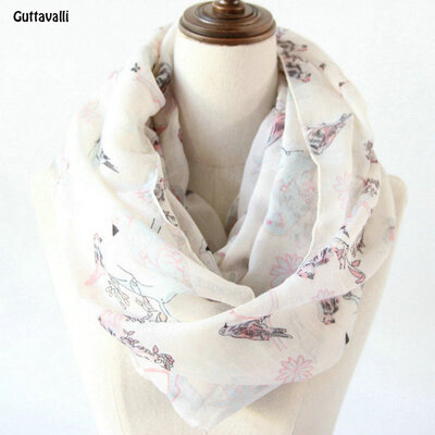 

Guttavalli Women Charm Birds Animal Ring Shawl Vintage Stripe Chevron Loop Scarf Soft Bohemia Геометрические цветы Бесконечные шарфы