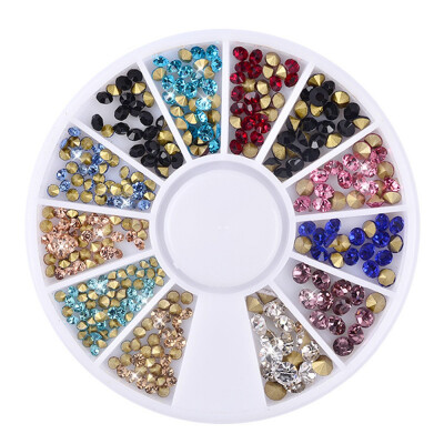 

Mixed Colorful Cone Style Manicure DIY Wheel 3D Tips Studs Shine Rhinestone Crystal Nail Art Accessorie Glitter Decoration Tools