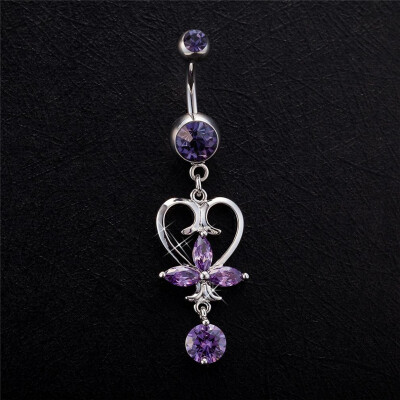 

Sexy Girl Crystal Flower Belly Button Heart-Shaped Подвеска Athena Sign Body Piercing Jewelry Anti Аллергические танец живота