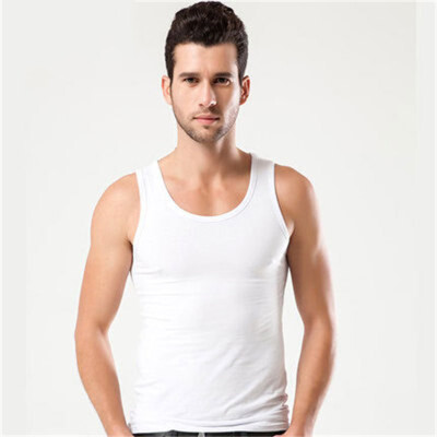 

Mens vest solid color monotonous youth casual sports bottoming shirt trend personality shoulder width vest cool