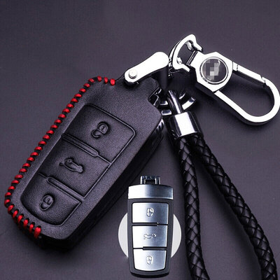 

Huashi public key package leather key bag buckle set car accessories B section folding three keys black black line