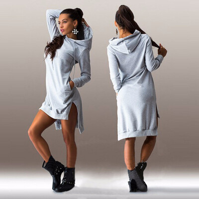 

New Fashion Ebay hot Wish explosion of European&American fashion irregular Hooded Sweater Dress 112