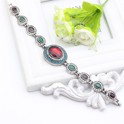 

Большие круглые хрустальные браслеты из хрустального хрусталя для женщин Vintage Jewelry Antique Silver Color Нигерия Цыганская не