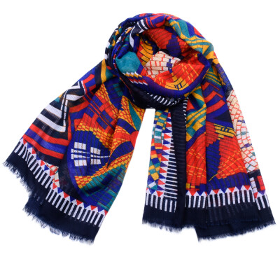 

JeouLy hotsale Bohemian scarf 2018 women autumn spring Spain style boho designer long red geometric print scarf birthday gifts cap