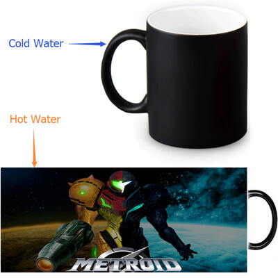 

Metroid 350ml / 12oz Heat Reveal Mug Color Change Чашка кофе Чувствительные морфинг-кружки Волшебная чашка для чайных чашек