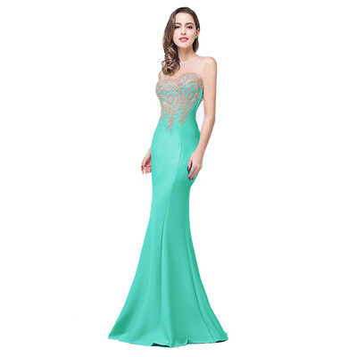 

Babyonline Mermaid Evening Dress for Women Formal Lace Appliques Long Prom Dress