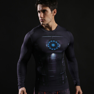 

Hot Sale Fitness MMA Compression Shirt Men Anime Bodybuilding Long Sleeve Crossfit 3D Superman Punisher T Shirt Tops Tees