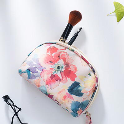 

Portable cosmetic bag Korean version of the shell hand bag storage bag multi-function travel portable wash bag storage bag flower spring