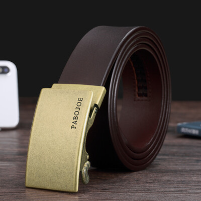 

Paibao pabojoe mens belt mens leather belt automatic buckle retro metal fashion old belt PBJ1313 gold