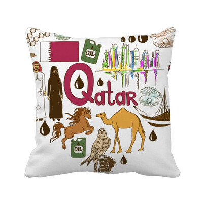 

Qatar Love Heart Landscap National Flag Square Throw Pillow Insert Cushion Cover Home Sofa Decor Gift
