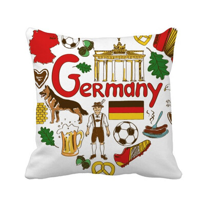 

Germany Love Heart Landscap National Flag Square Throw Pillow Insert Cushion Cover Home Sofa Decor Gift