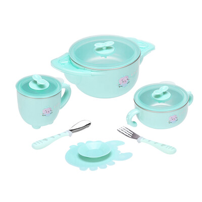 

Small potato childrens tableware baby bowl stainless steel insulation bowl baby newborn food supplement bowl shatter-resistant suction cup bowl baby spoon set